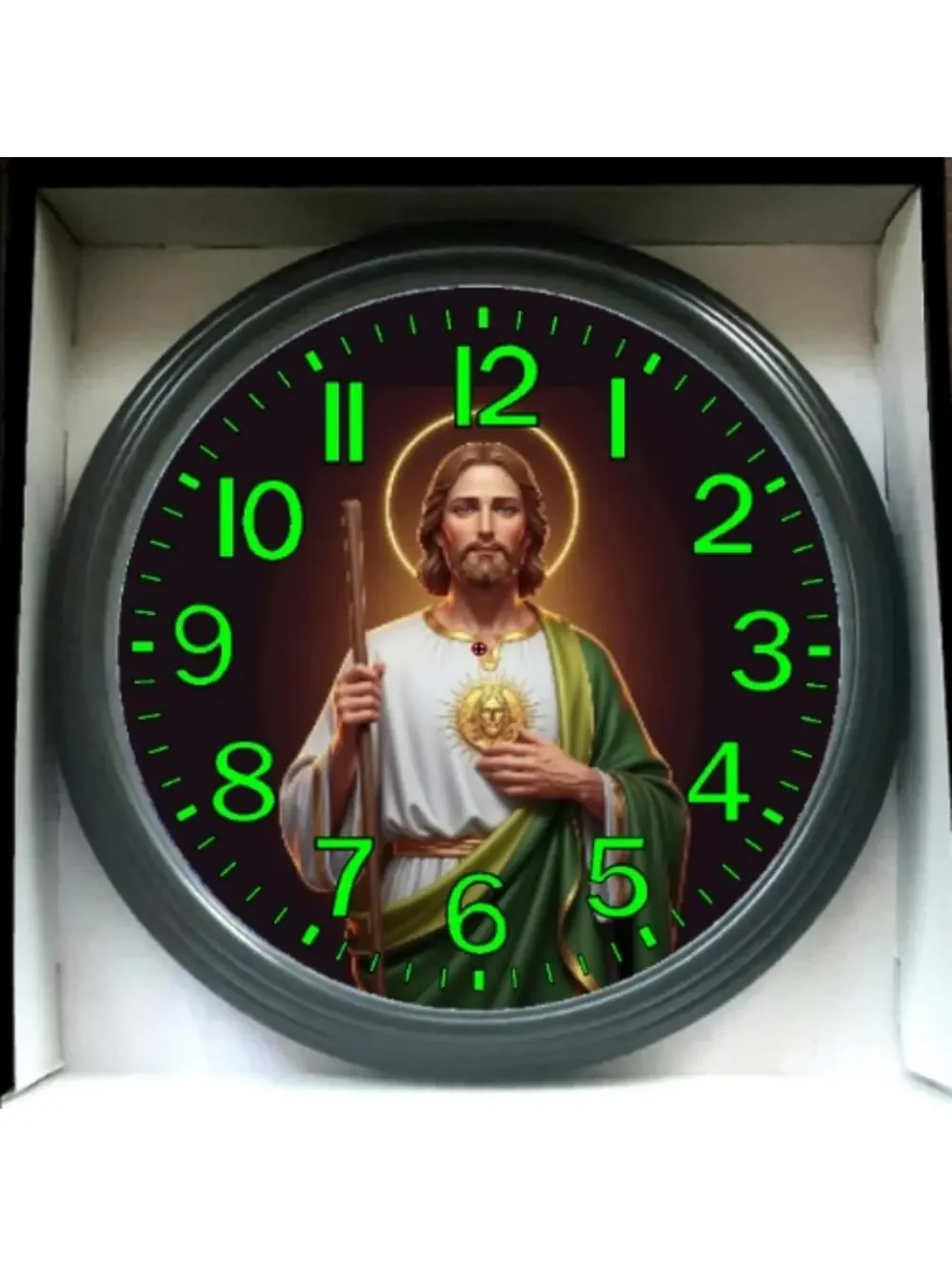 San Judas Tadeo Glow In The Dark Wall Clock New!
